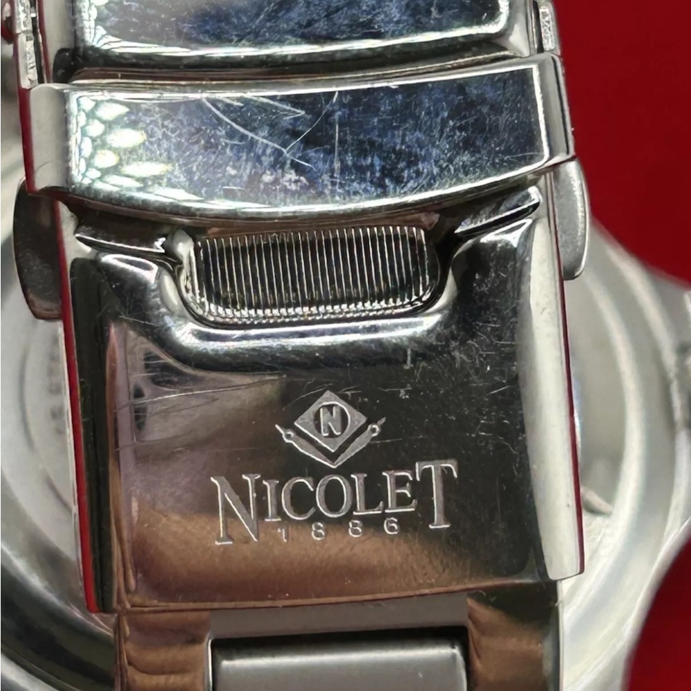 Nicolet Watch 1886 Swiss Made Stainless Steel Water Resistant #163 running - Picture 5 of 7